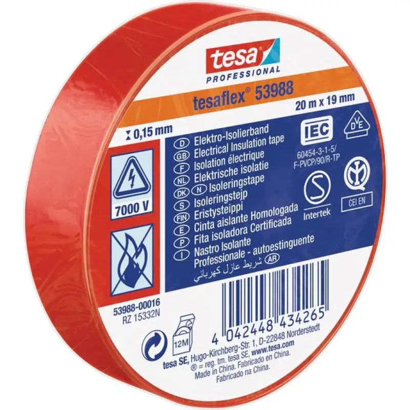 Foto 2: Nastro Isolante PVC 7000V 20 m x 19 mm tesa 53988 Professionale