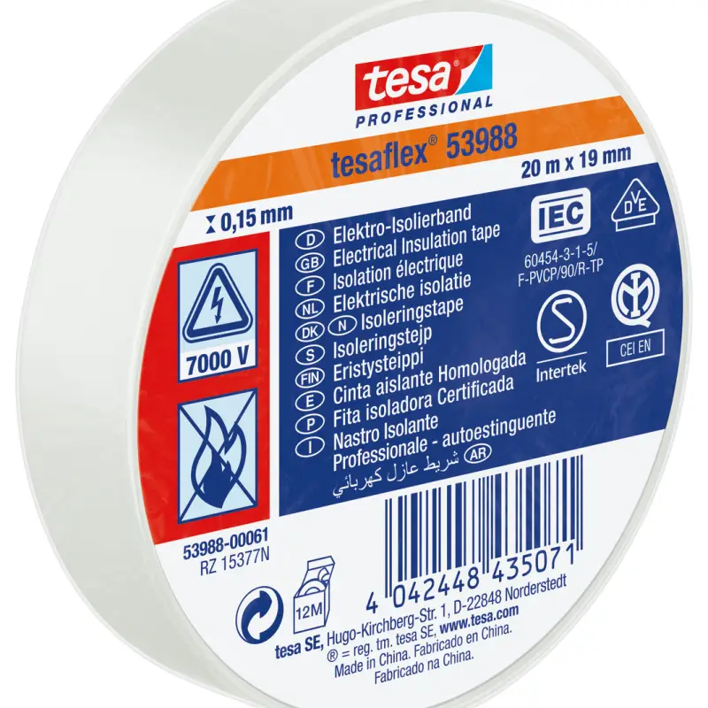 Foto 5: Nastro Isolante PVC 7000V 20 m x 19 mm tesa 53988 Professionale