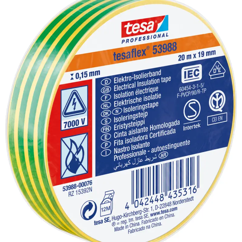 Foto 6: Nastro Isolante PVC 7000V 20 m x 19 mm tesa 53988 Professionale