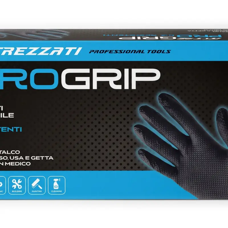 Foto 2: Guanti in Nitrile Neri PRO GRIP 8 gr Senza Talco 50 Pezzi