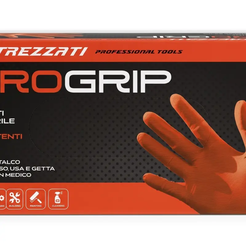 Foto 1: Guanti in Nitrile Arancioni PRO GRIP 8 gr Senza Talco 50 Pezzi