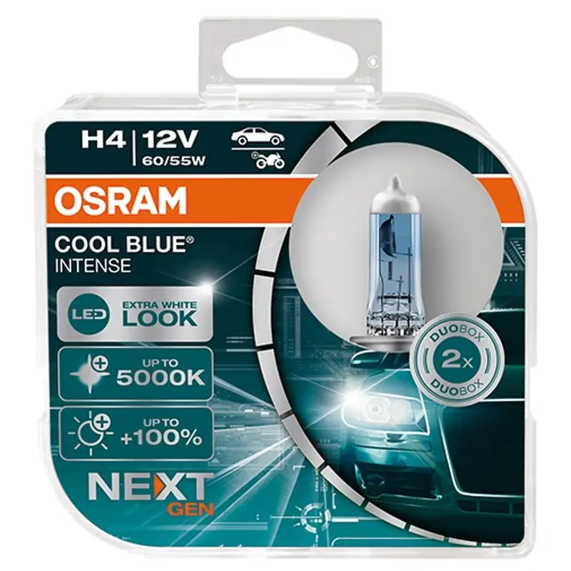 Lampade H4 OSRAM Cool Blue Intense Next Gen 12V 60/55W 5000K 2 Pezzi