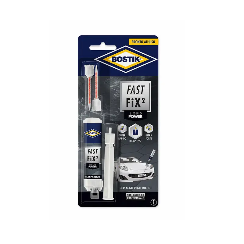 Colla Bicomponente Bostik Fast Fix2 Liquid Power 10g Trasparente per Materiali Rigidi