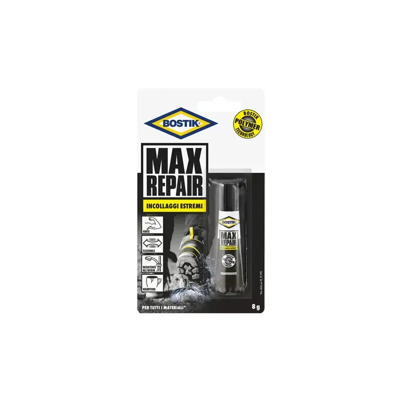 Colla Universale Bostik Max Repair 8 g Trasparente Super Forte Flessibile per Riparazioni Estreme