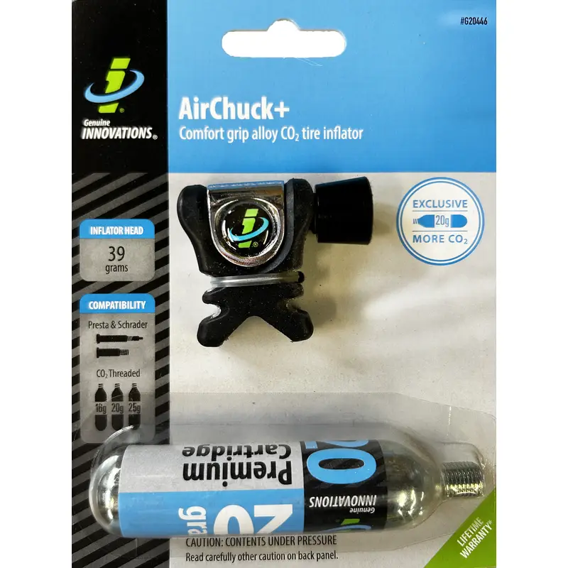 Erogatore CO2 AirChuck+ Genuine Innovations con Cartuccia 20g - Nero