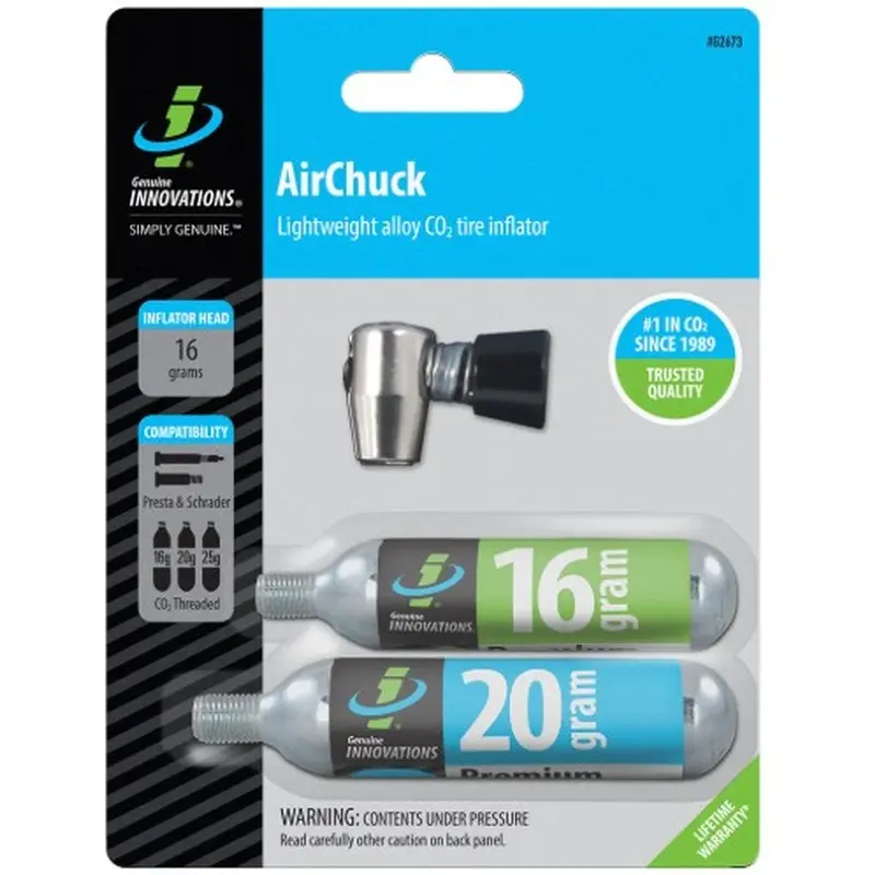 Gonfiatore CO2 AirChuck Genuine Innovations con 2 Cartucce 16g e 20g