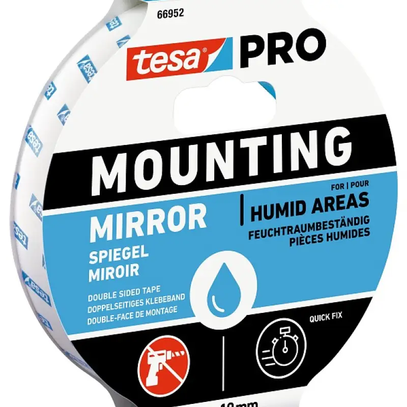 Nastro Biadesivo per Specchi Bagno Senza Forare 19 mm x 5 m tesa Mounting PRO