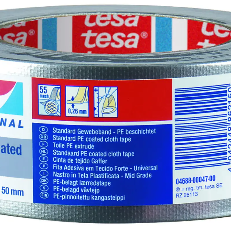 Nastro Telato Duct Tape tesa 4688 Nero 25 m x 50 mm Alta Resistenza - 1 Pezzo