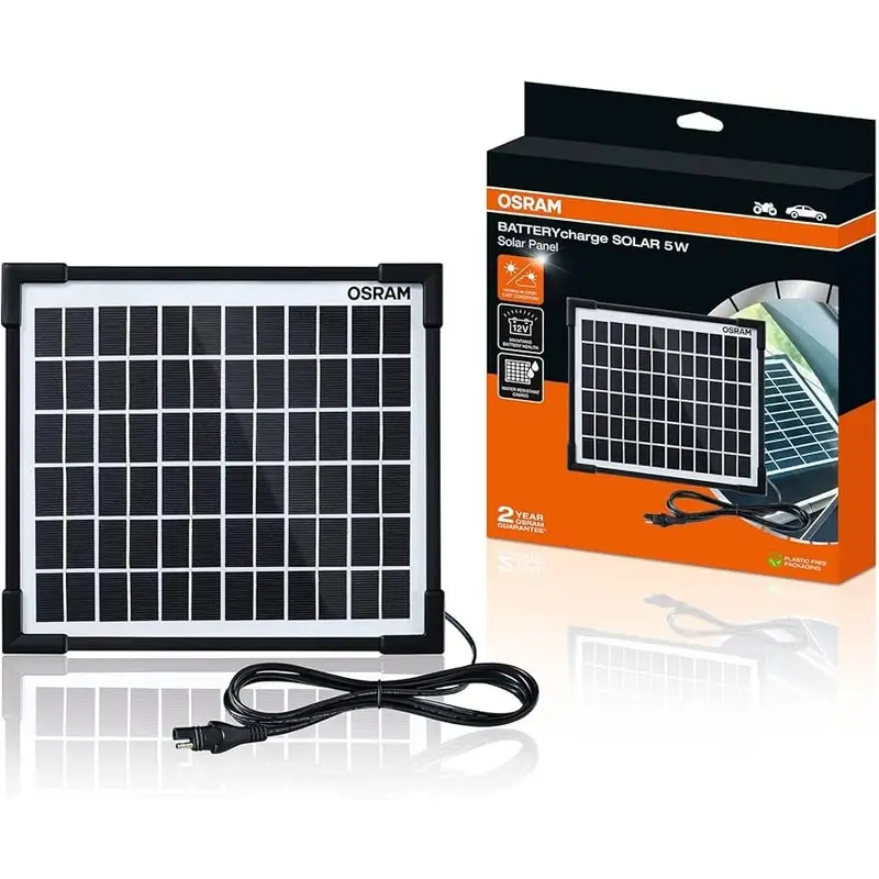 Pannello Solare Auto OSRAM BATTERYcharge SOLAR 5W Mantenitore Batteria 12V