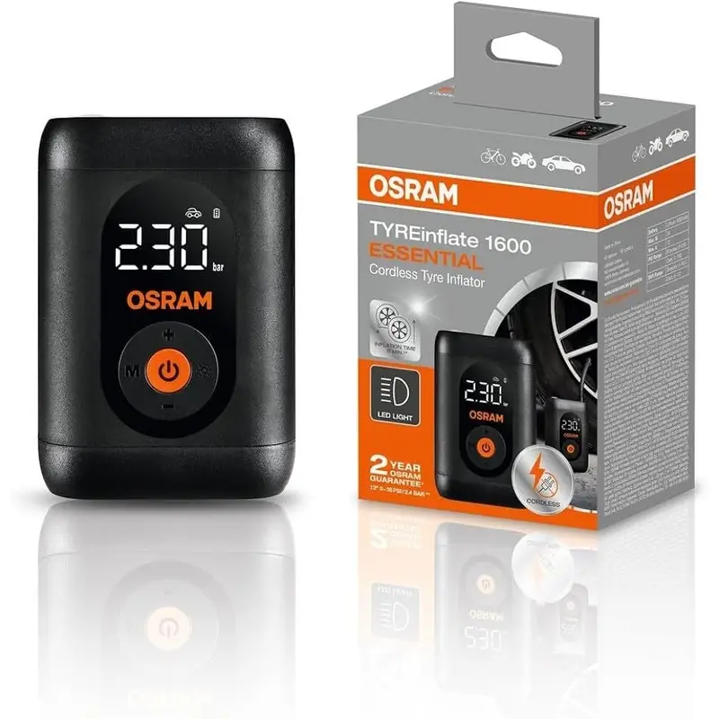 Compressore Portatile OSRAM TYREinflate 1600 ESSENTIAL Ricaricabile con Auto Stop