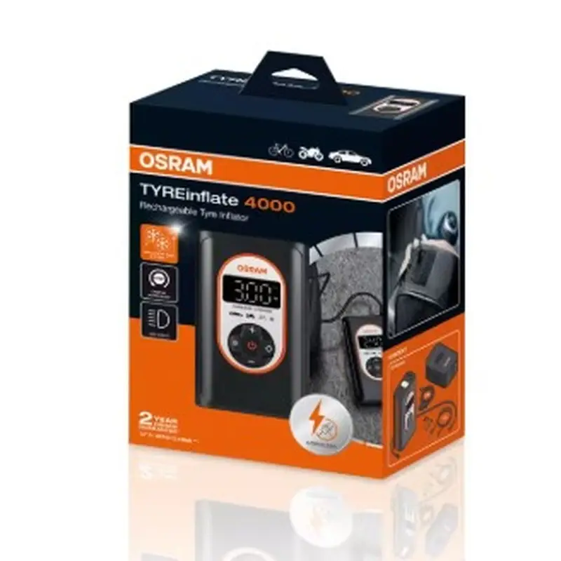 Compressore Portatile OSRAM TYREinflate 4000 OTIR4000 Ricaricabile con Auto Stop e Valvola Sgonfiagg